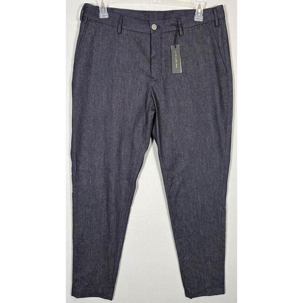 NWT J Hilburn Pants Men 36x31 Denim Blue Business Casual 100% Wool Pants
